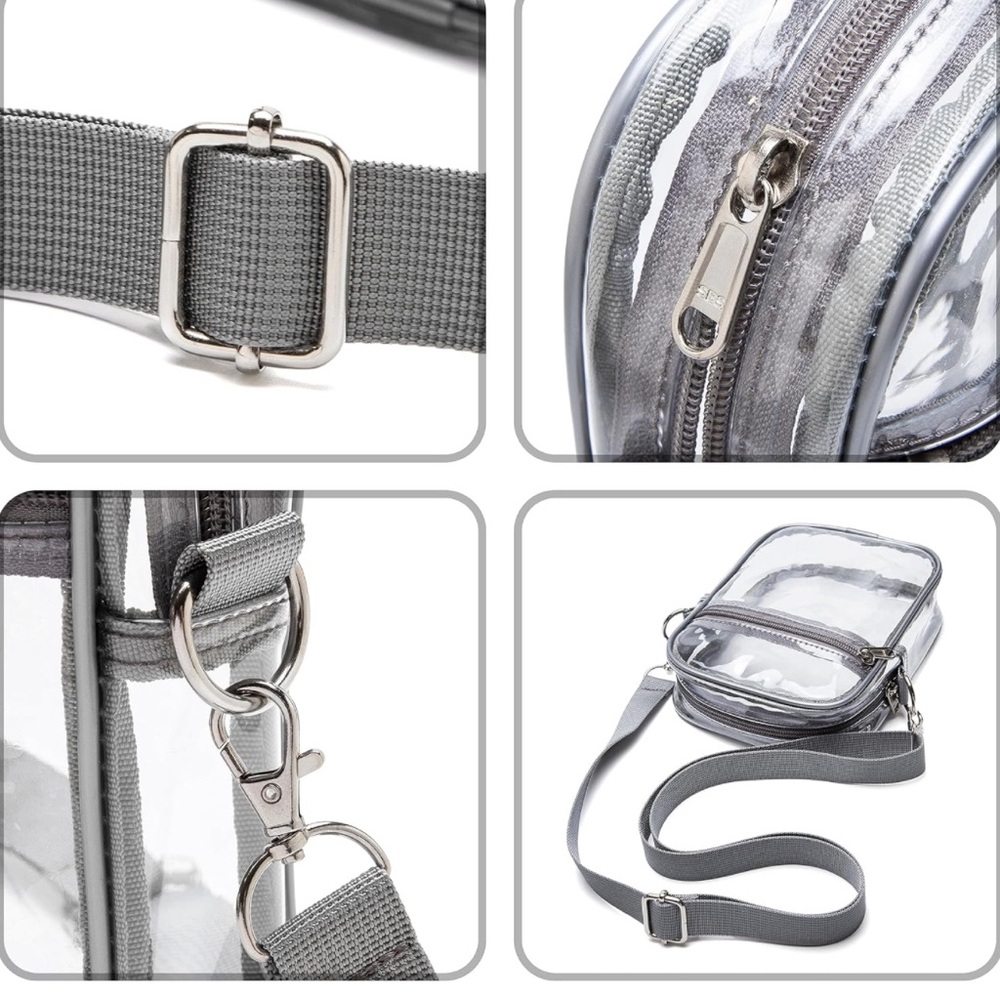 NWOT Clear Stadium Crossbody Bag with Solid Black Adjustable Purse Strap - Picture 4 of 9